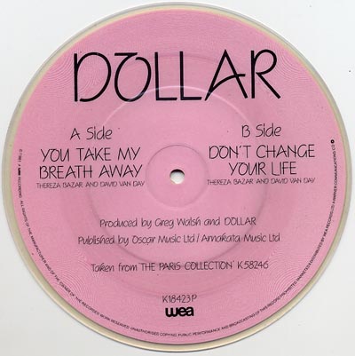 Dollar - You Take My Breath Away - Sleeve image