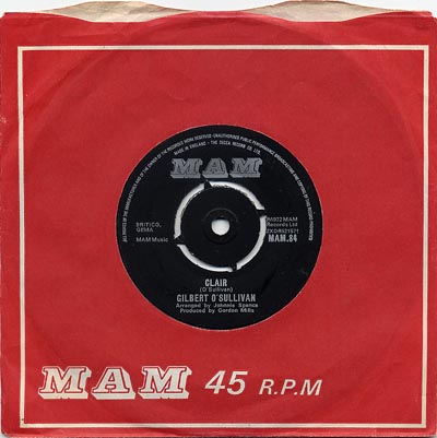 Gilbert O'Sullivan - Clair - Sleeve image