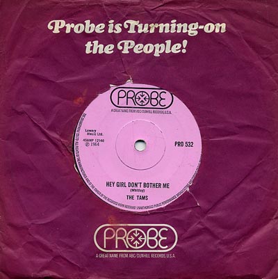 The Tams - Hey Girl Don't Bother Me - Sleeve image