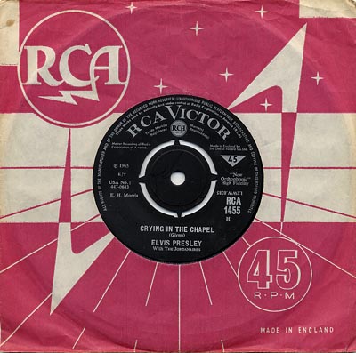 Elvis Presley - Crying In The Chapel - Sleeve image